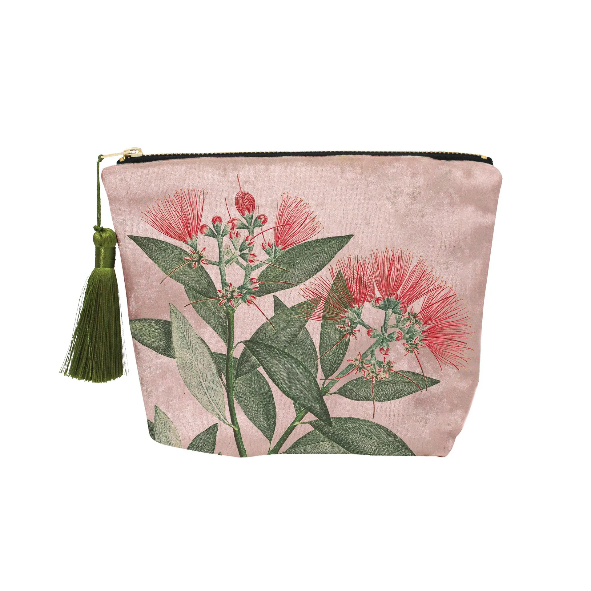 Vintage Botanical Pohutukawa Velvet Cosmetic Bag