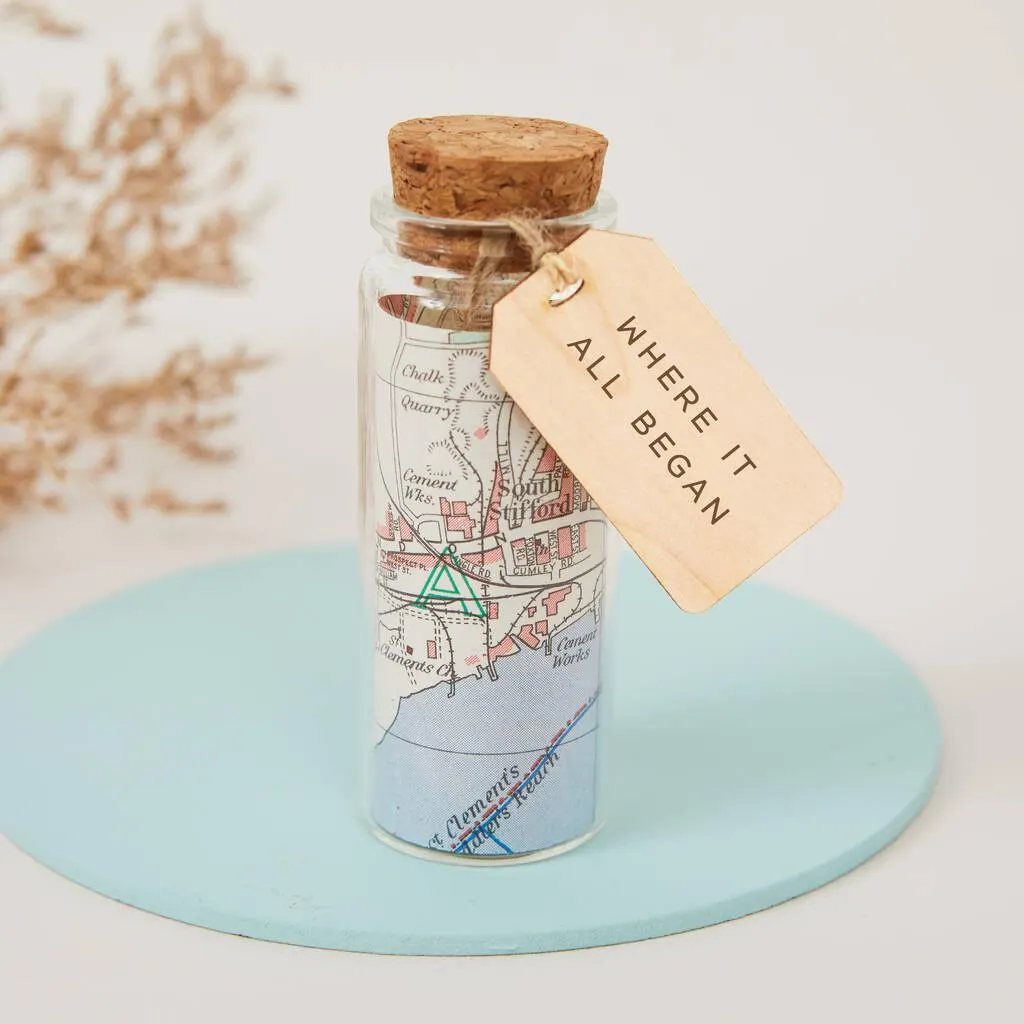 Personalised Map In A Bottle Keepsake Gift