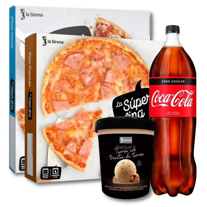 Menú&Go Pizzas, bebida y helado