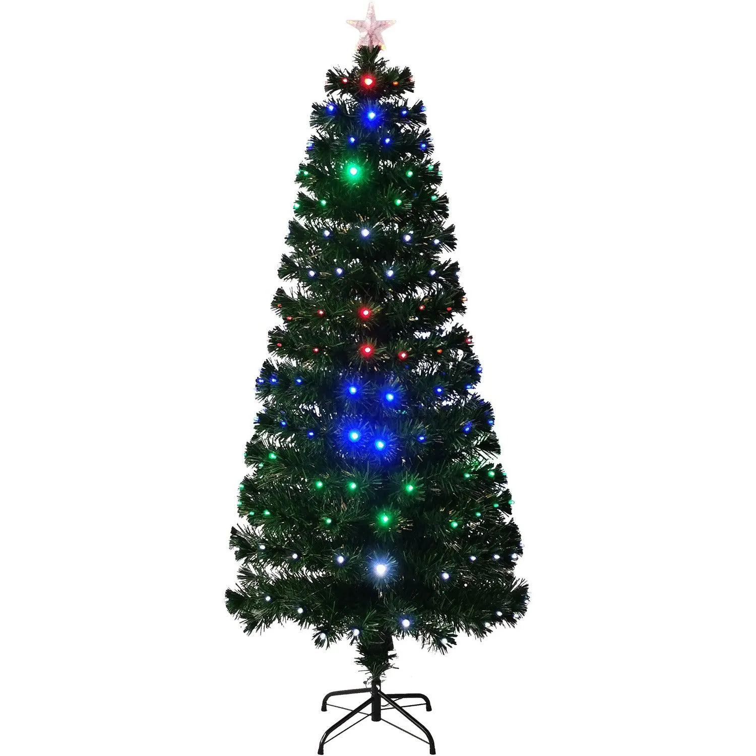 Albero con fibra ottica 215 Led multicolor h180 cm
