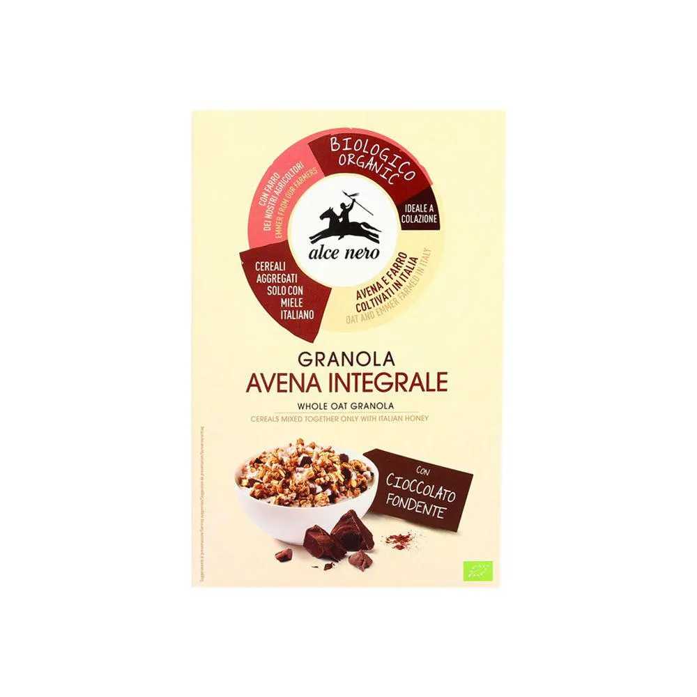 Alce Nero Granola di avena integrale con cioccolato e mandorle Bio