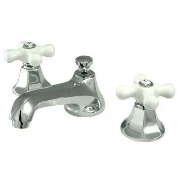 Restorers Metropolitan Widespread Lavatory Faucet - Porcelain Cross
