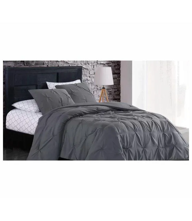 3pc RUCHED COMFORTER SET GREY DOUBLE/QUEEN