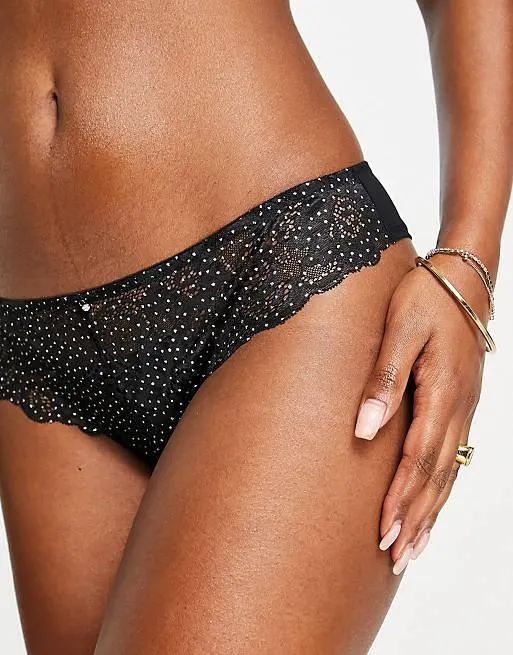 Gossard - Completo intimo in pizzo nero glitterato