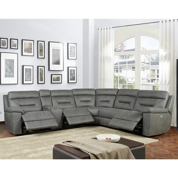 Gilman Creek Justin Grey Fabric Power Reclining Sectional Sofa