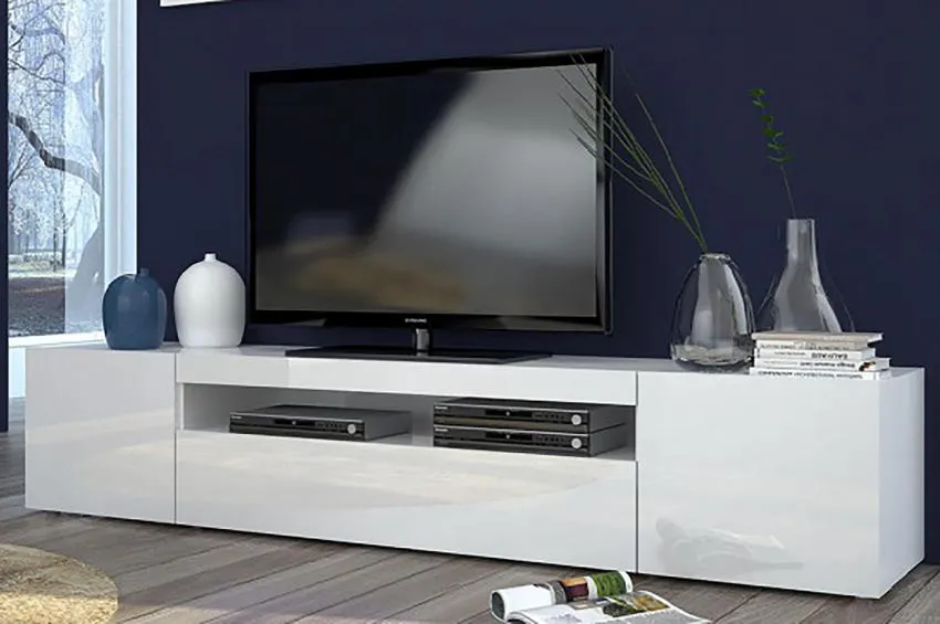 PLANADA tv-taso Korkeakiilto valkoinen