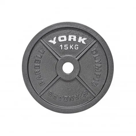 York 15kg Cast Iron Hammertone Olympic Plate (x1)