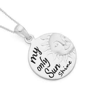 Sterling Silver My Only Sunshine Disc Pendant