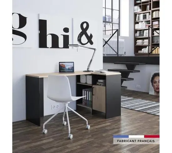 Bureau d'angle KOOPER Imitation chêne et noir