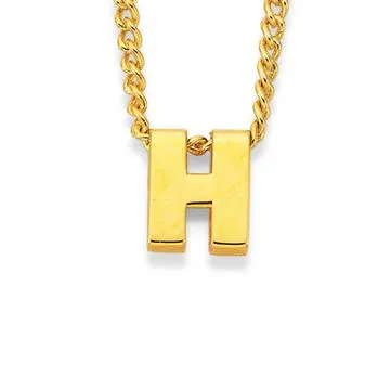 9ct Gold Small Block Initial H Slider
