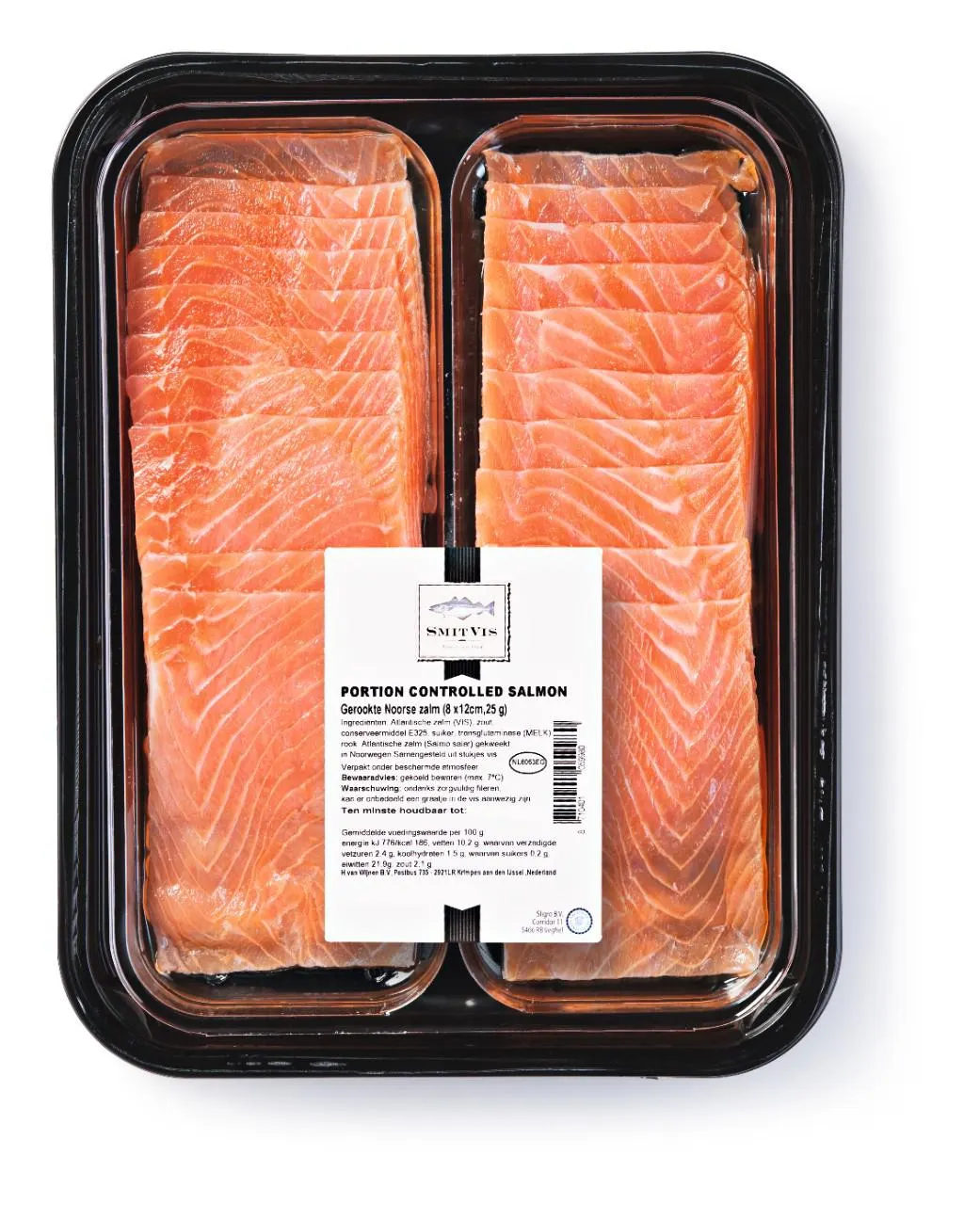 Zalmplakjes portion control gerookt, 20 plakjes x 25 gr