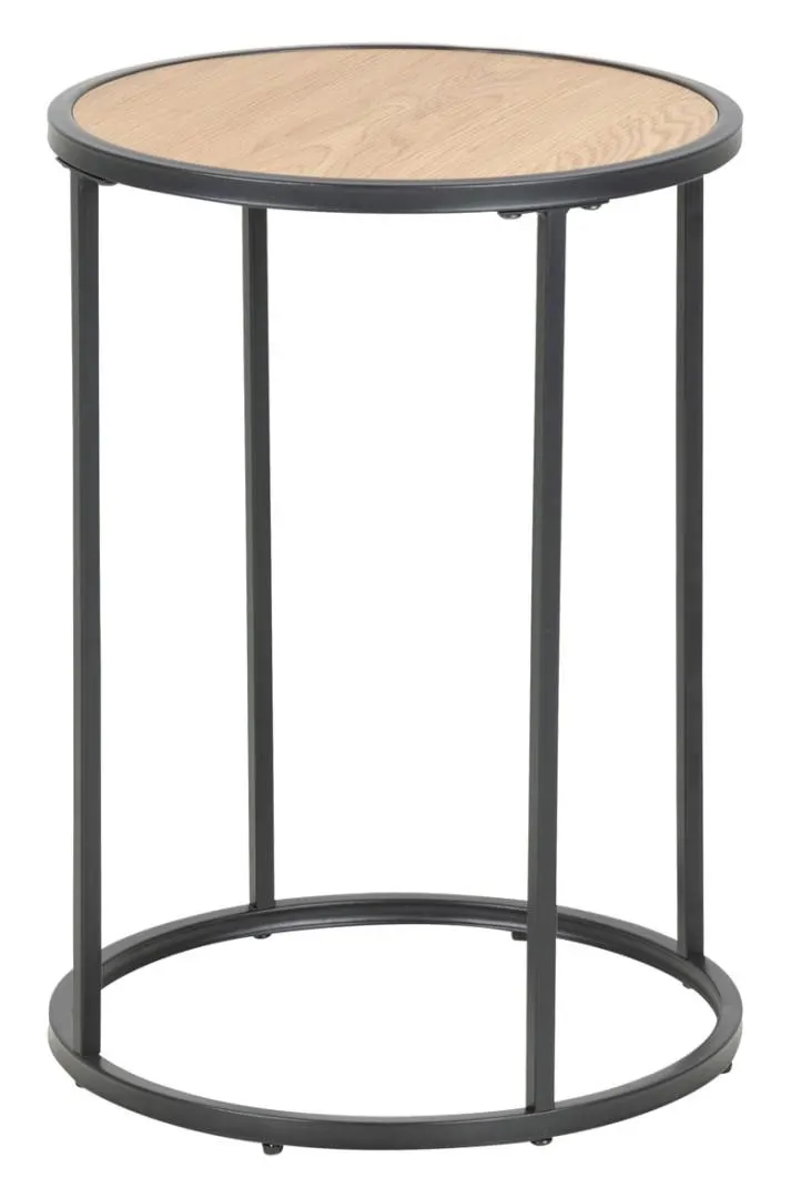 BASIL-pyöreä apupöytä 40 x 40 cm Tammi/Musta