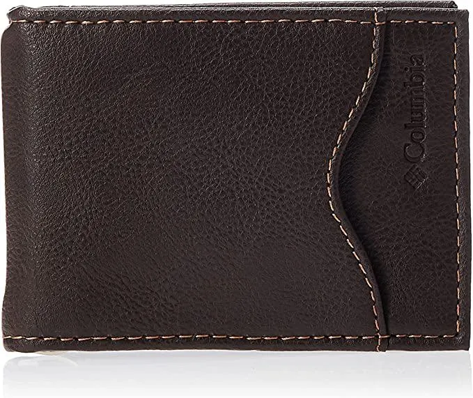 Columbia Men's Leather Front Pocket Wallet Card Holder for Travel