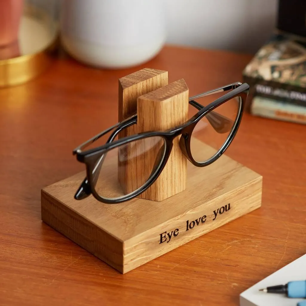 Solid Oak Personalised Glasses Stand
