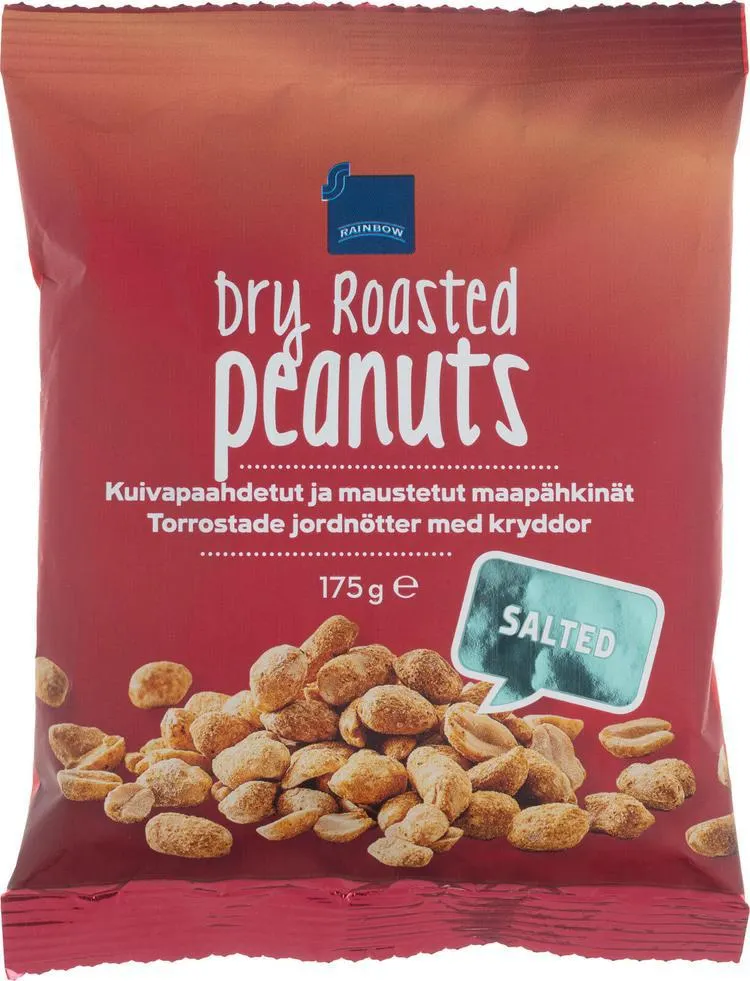 Rainbow 175g kuivapaahdetut ja maustetut maapähkinät