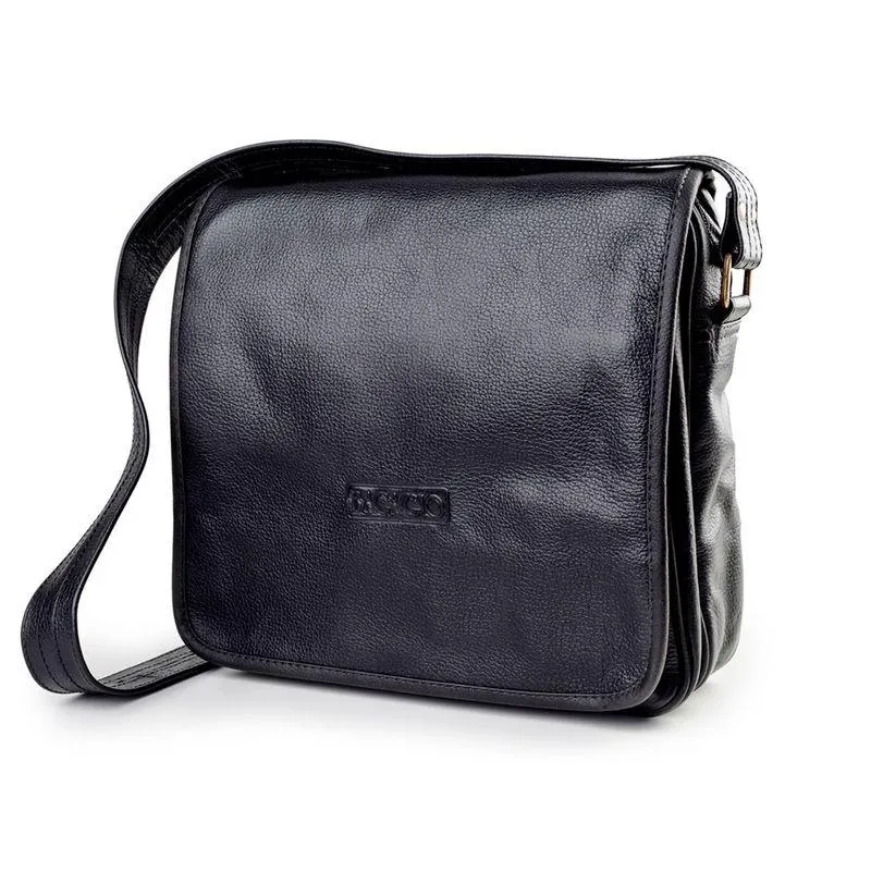 Pasta Executiva Masculina Carteiro de Couro Abufalado Pequena Preta