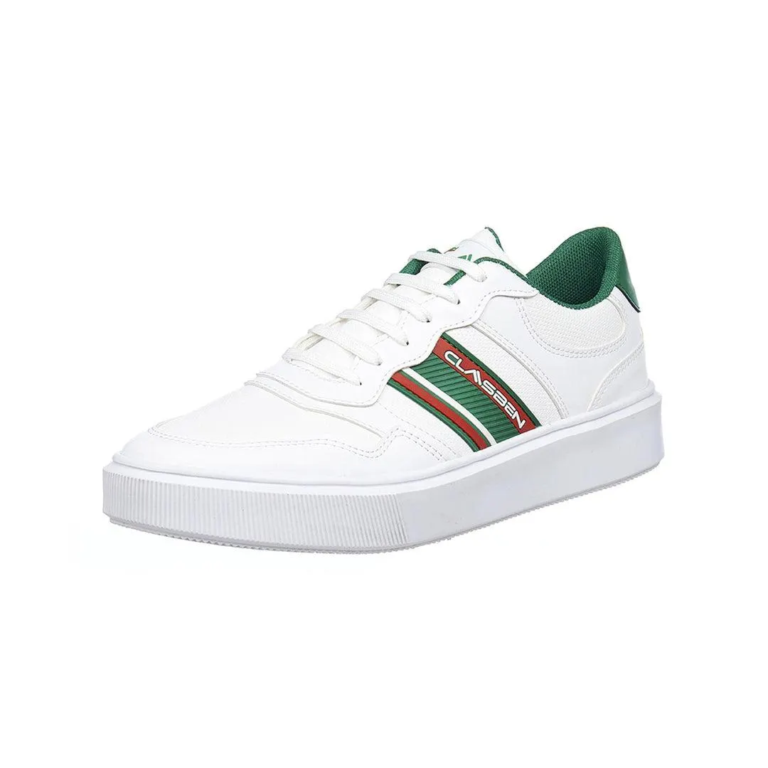 Tenis Para Hombre Casuales Tipo Piel Con Franja Blancos
