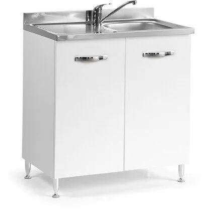 Base cucina sottolavello 80 cm 2 ante bianco frassinato
