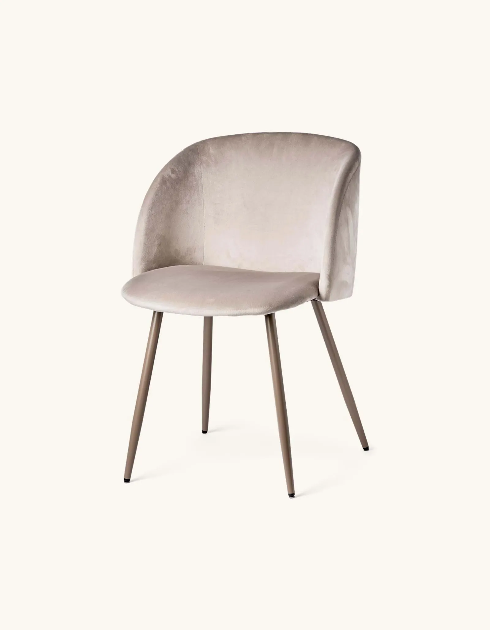 Samtstuhl Polyester/Pappelholz/Eisen. 54 x 47 x 81 cm.