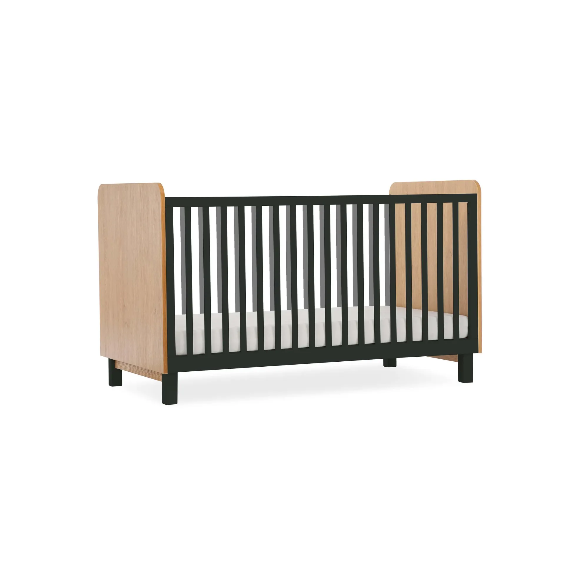 CuddleCo Rafi Cot Bed in Oak & Black