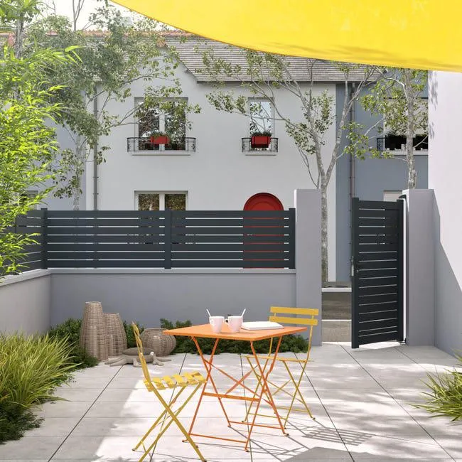 Lame de clôture aluminium ajourée Klos up! gris zinc, H.9 x l.145 cm