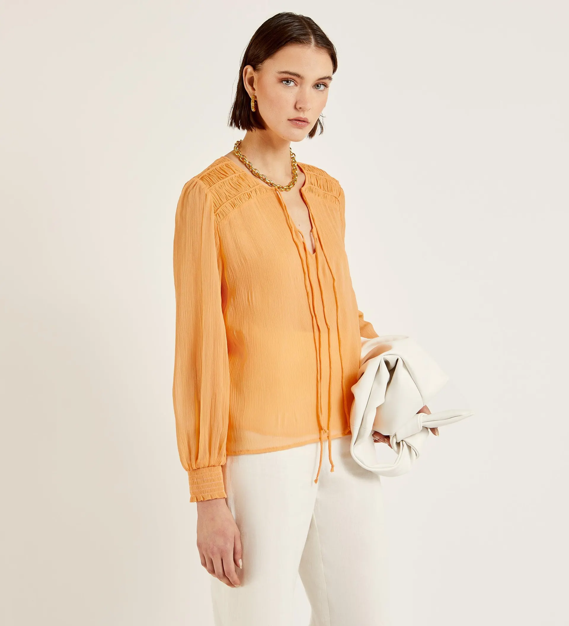 Blusa tejido efecto arrugado