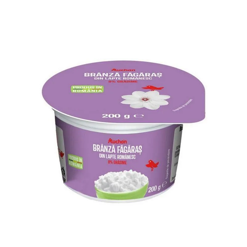 Branza Fagaras din lapte de vaca Auchan, 8% grasime, 200 g Branza Fagaras din lapte de vaca Auchan, 8% grasime, 200 g