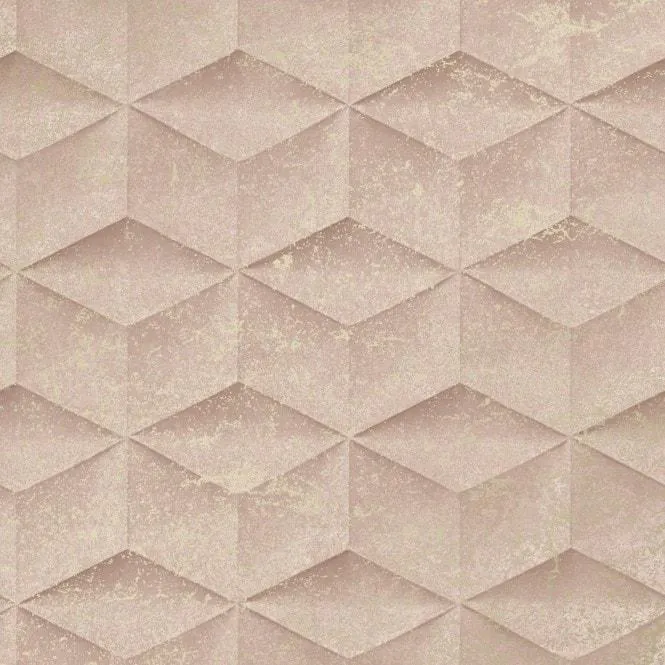 Architectural Concrete wallpaper in blush & gold