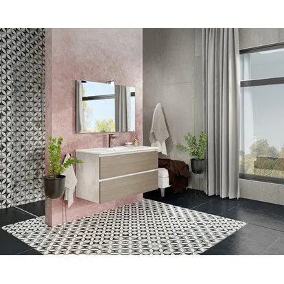 Mobile bagno "Cube" cm 100 con base sospesa rovere fumo