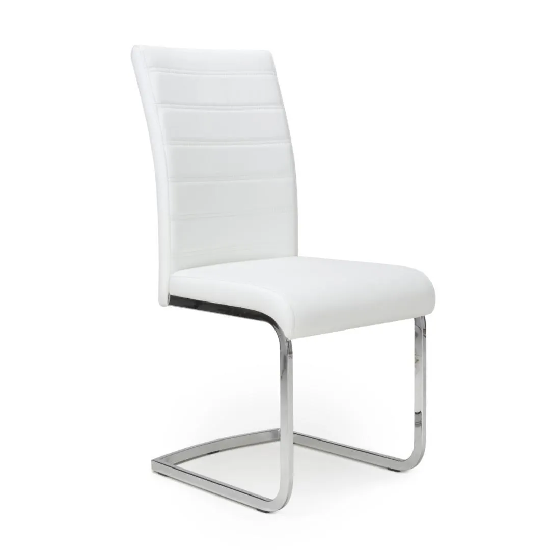 Callisto Leather Effect White Dining Chair Set Of 2