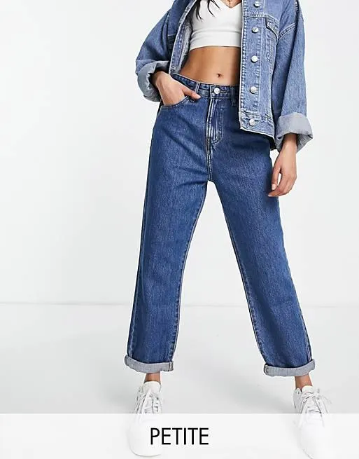 Don't Think Twice Petite - Lou - Mom jeans lavaggio blu medio
