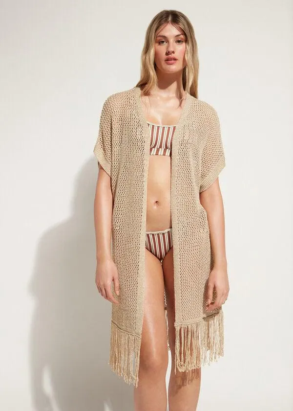 Gilet in Rete Oro con Frange