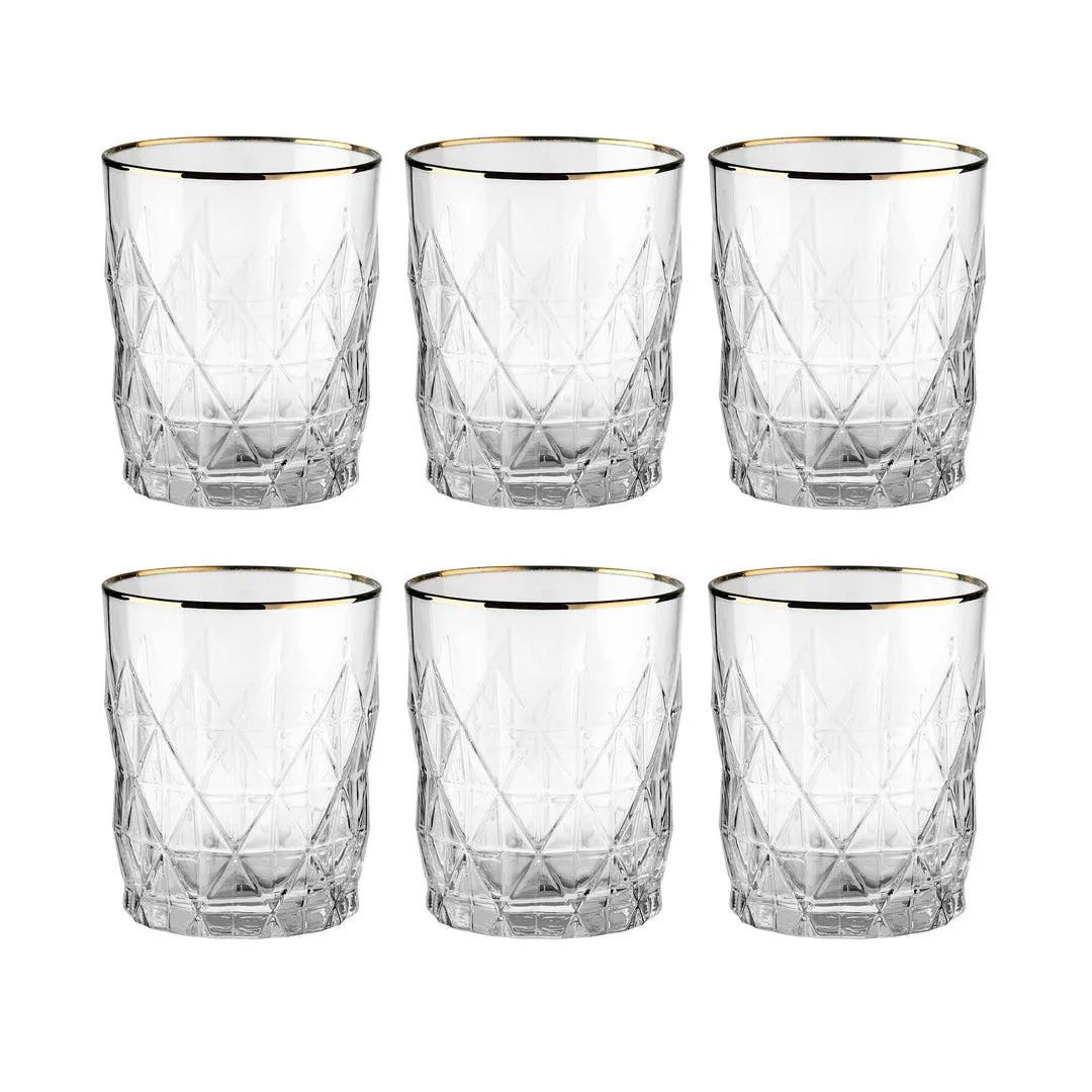 6x Gläser mit Goldrand 345ml