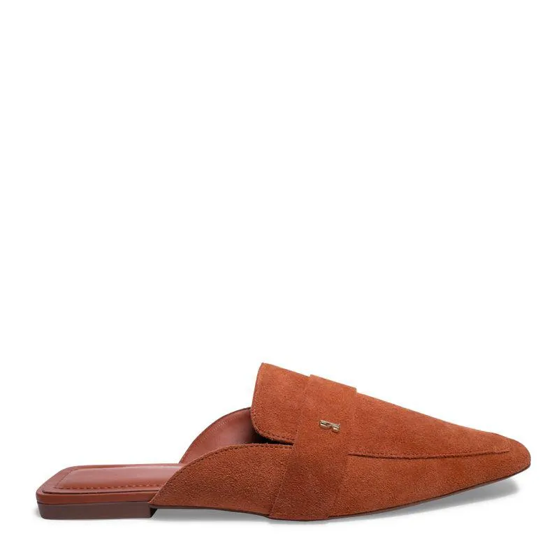 Sapato Mule Marrom Couro Bico Quadrado