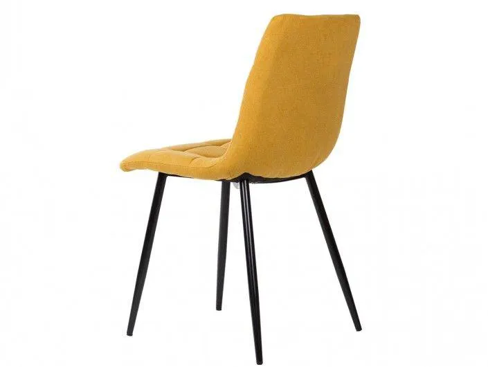 Pack 4 sillas de comedor tapizado mostaza y patas metálicas