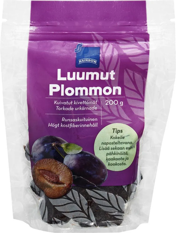 Rainbow 200g kuivatut kivettömät luumut