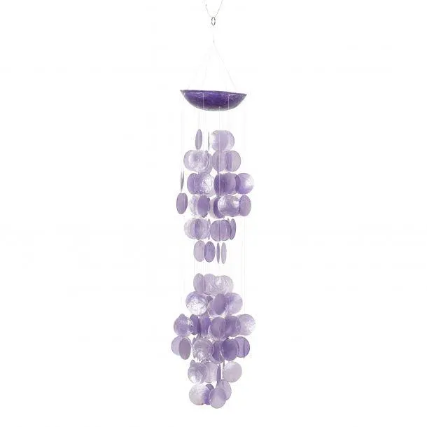 Purple Capiz Coastal Windchime, 5" x 27"