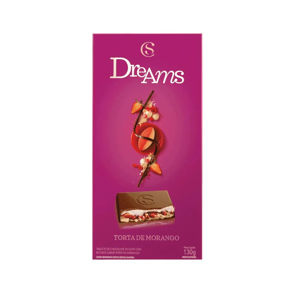 TABLETE DREAMS TORTA DE MORANGO 130G
