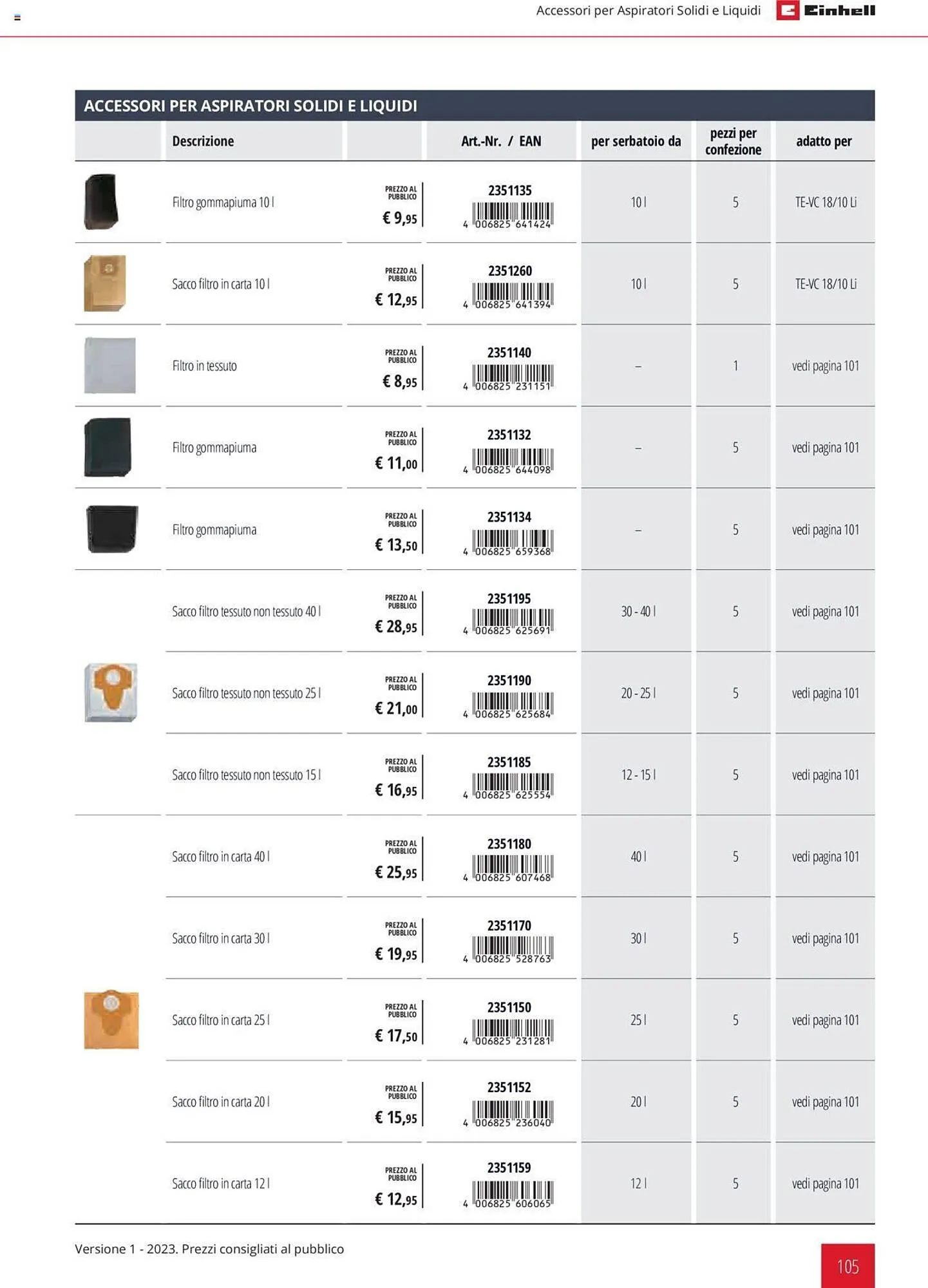Volantino Einhell da 1 febbraio a 31 dicembre di 2023 - Pagina del volantino 105
