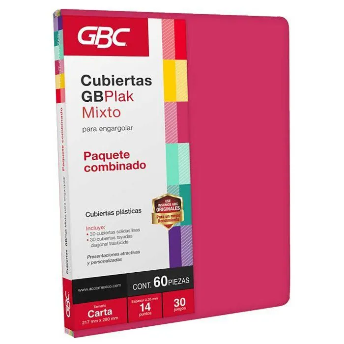 CUBIERTAS GBC GBPLACK P6978 LISA/RAYA CARTA C/60 PZAS. MIXTO