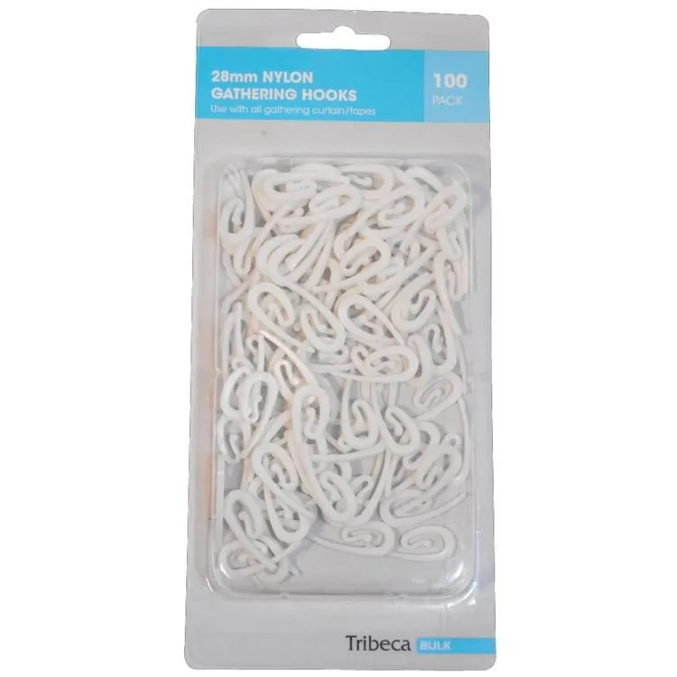 Bulk Tribeca 28 mm Nylon Gather Hooks White 28 mm