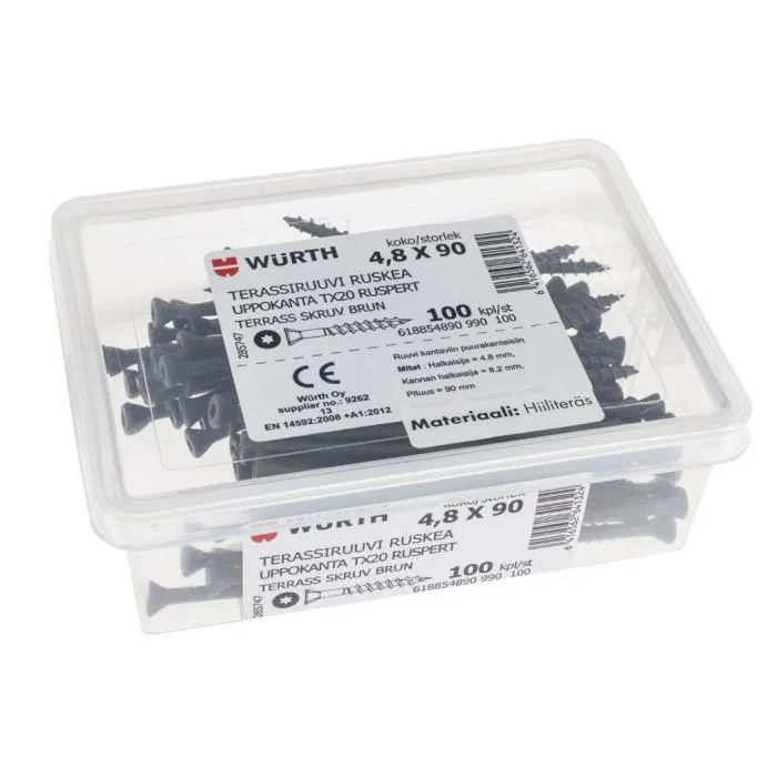 Terassiruuvi ruskea 4,8X90mm T20 100kpl