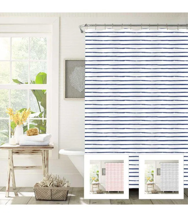 LAUREN TAYLOR LISE STRIPE SHOWER CURTAIN 70X72" (MP12) AST