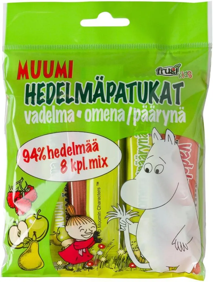 Muumi 120g hedelmäpatukat 8kpl vadelma, omena & päärynä