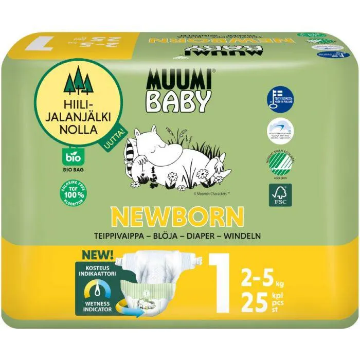 Muumi Baby Newborn teippivaippa 1 - 25 kpl 2-5 kg