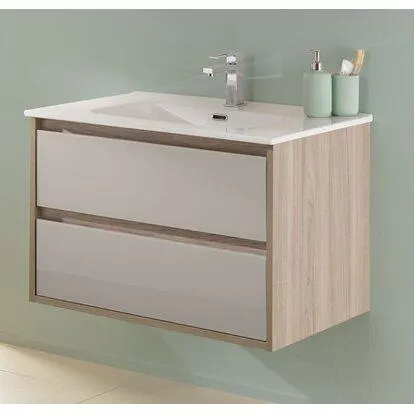 Mobile elba olmo rousseau 2 cassetti con frontali in vetro