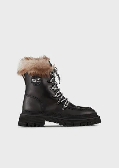 Giorgio Armani Neve leather hiking boots with sheepskin inserts