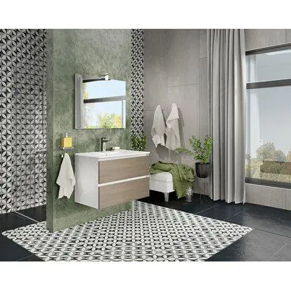Mobile bagno "Cube" cm 80 con base sospesa rovere fumo