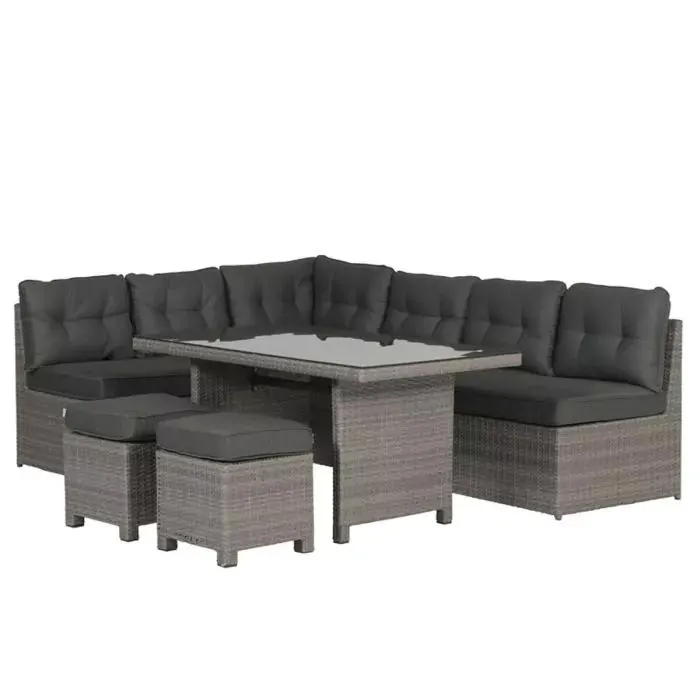 Lapa lounge dining set 5-delig incl. 2 krukjes - grijs
