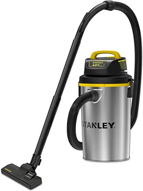Stanley Wet/Dry Hanging Vacuum, 4.5 Gallon, 4 Horsepower, Stainless Steel Tank
